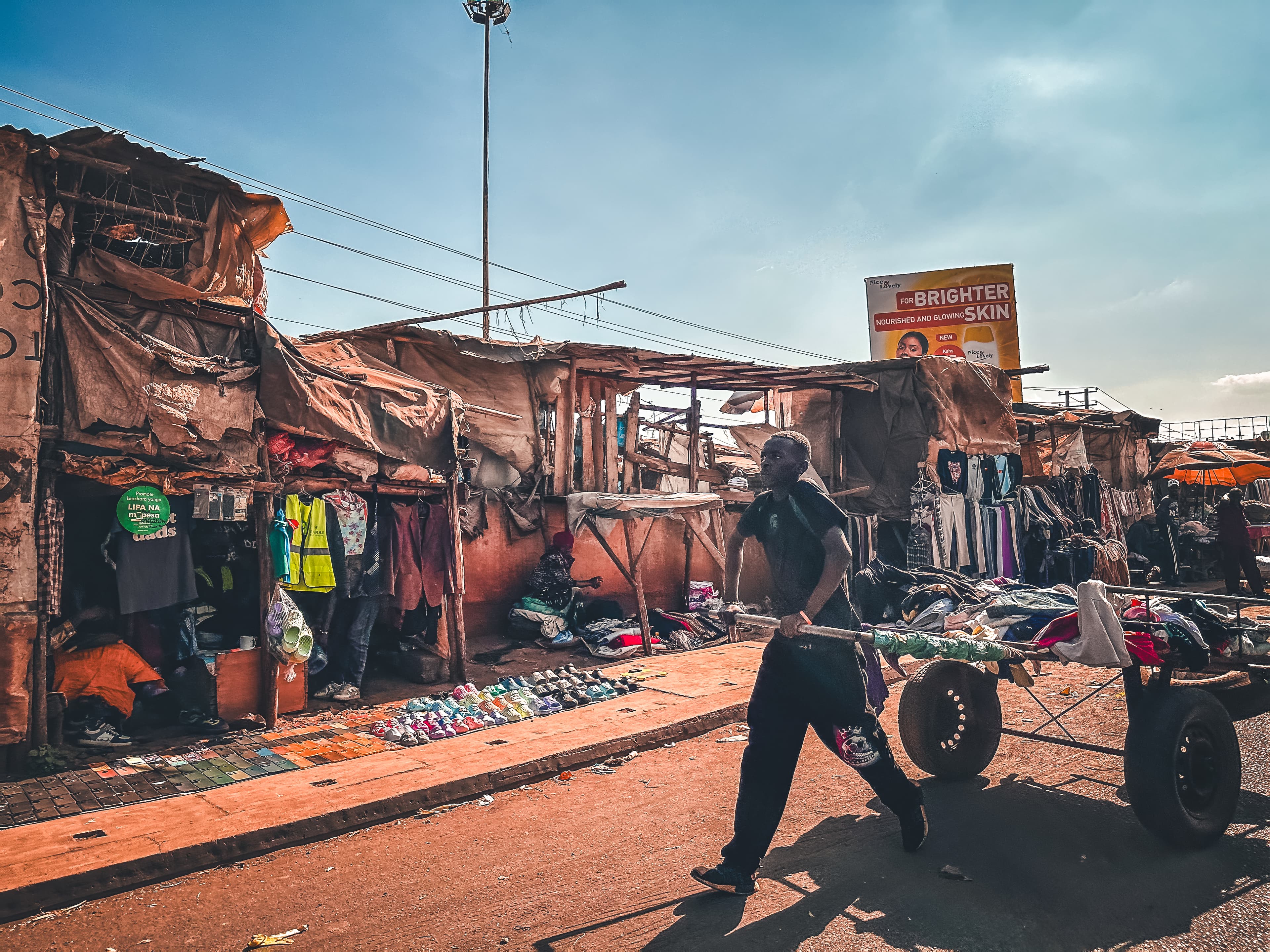 Crowded market with carts