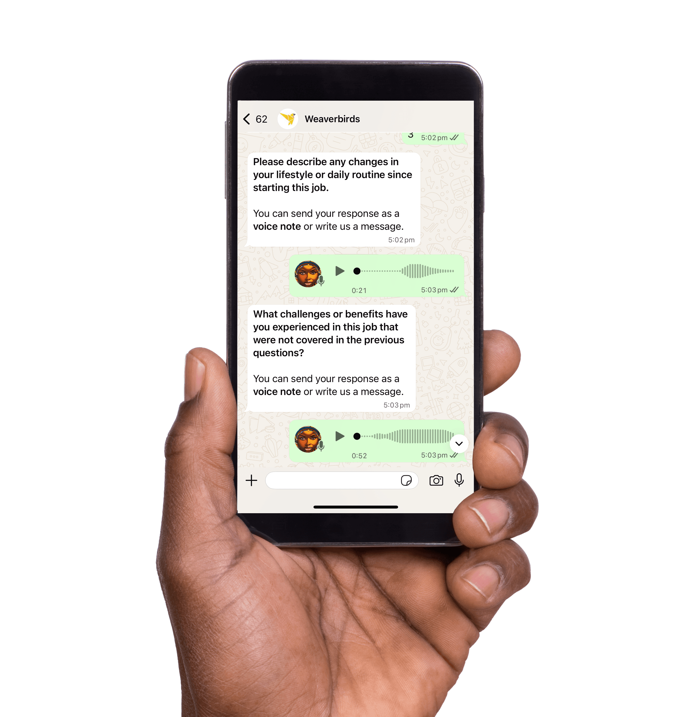 Research participant using mobile phone